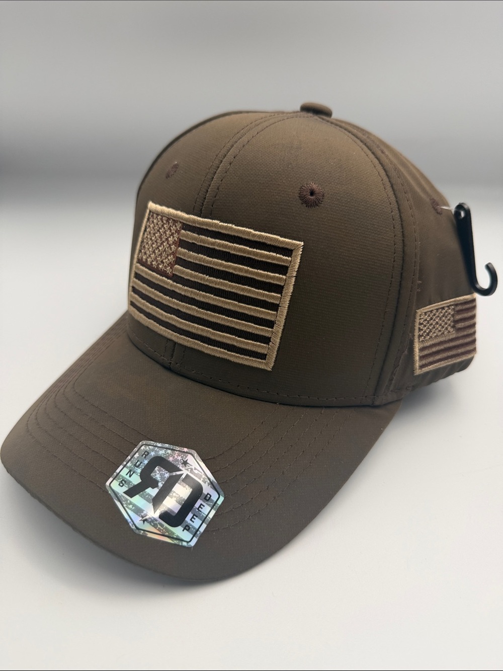 Runs Deep Tactical American Flag Embroidered dark brown Hat Nee